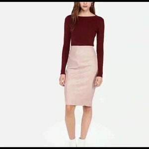 Express high waist pink faux leather pencil skirt